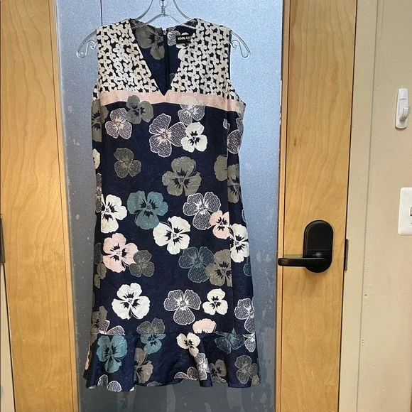 Karl Lagerfeld Navy Floral Midi Dress - Picture 1 of 3